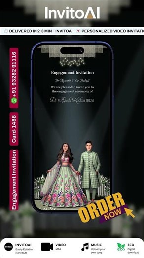 Engagement & Ring Ceremony Video Invitation | #engagement #ringceremony Invito AI- 1488