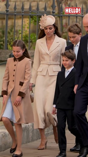 Princess Kate re-wears cream Self-Portrait look with William and kids at Easter service