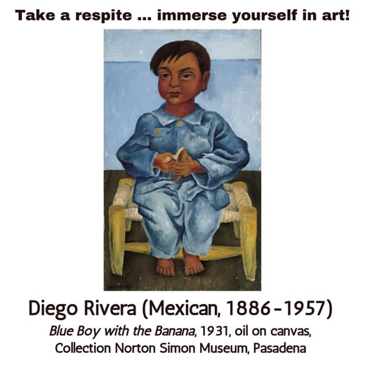 Take a respite with Diego Rivera (Mexican, 1886-1957), whose charismatic paintings of children champion the Mexican working class. This work is from the collection donated to @nortonsimon by the blue-obsessed Galka Scheyer, a renowned art dealer/patron who promoted the “Blue Four” in the States. Follow @MyArtRespite for more! #diegorivera #mexicanart #blueboy #artbreak #artrespite