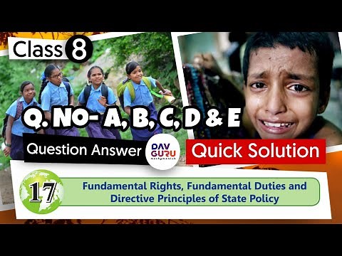 Chapter 17 | Fundamental Rights, Duties and DPSP | Class 8 DAV Social Science | Question Answer 🔥🔥🔥