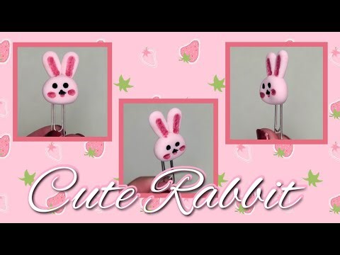 Cute rabbit bookmark with paper clips