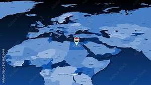 Egypt flag icon GPS location tracking animation on earth map Stock Video