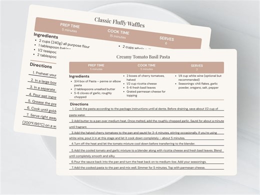 Printable Recipe Card Template Bundle | 4x6 & 5x7 Editable Canva Templates | Instant Download - Etsy