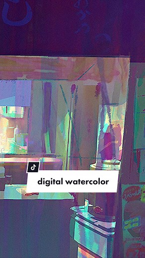 Digital Watercolor Painting Process Video