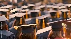 Graduation Achievement, Cap detail in commencement setting Stock Video