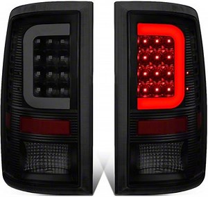RAM 1500 L-Bar LED Tail Lights; Black Housing; Smoked Lens (09-18 RAM 1500 w/ Factory Halogen Tail Lights) - Free Shipping