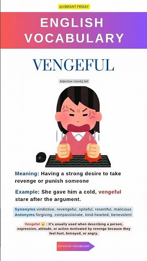 Learning English Vocabulary Daily | Advanced Vocabulary | Vindictive and Revengeful 😠