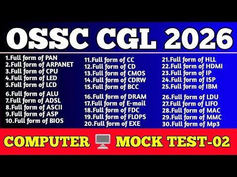OSSC CGL COMPUTER MOCK-02 With Full Details Explanation
