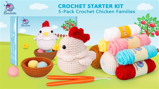 Watch CROCHETTA Crochet Kit for Beginners-Chicken Family on Amazon Live