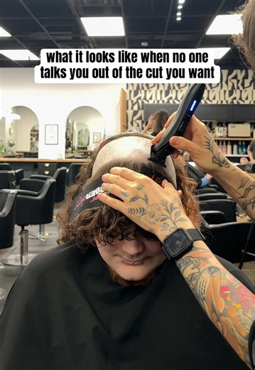 i've never done this cut before! 👀 (they/them pronouns for my client, plz)