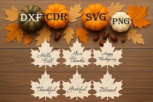 Maple Leaf Table Decor Set/ Digital CDR File, Thanksgiving SVG Files - Etsy Canada