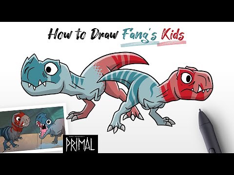 How to Draw Fang's Kids dinosaur T-rex Tyrannosaurus from Primal movie Easy Step by Step