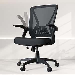 Amazon.com: TTD TIANTIANDA Comfy Swivel Adjustable Computer Desk Office Chair with Flip Up Arms and Lumbar Support for Study : Home & Kitchen