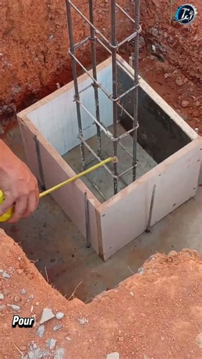 Pouring Concrete into Footing Form 🏗️ #FoundationWork #ConcretePour #Construction