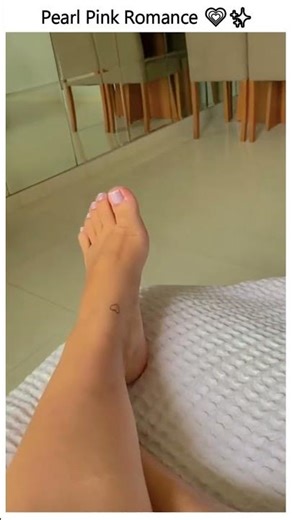 Pearl Pink Mani 💗✨ With Heart Tattoo Glam #chictoes #foot #sportychic #beautyedit #beautyfocus