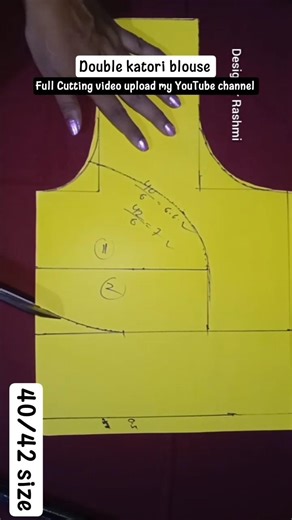 40/42 Size double katori blouse cutting ✂️ full video link 👇👇 https://youtu.be/jVOEnNHM0vM