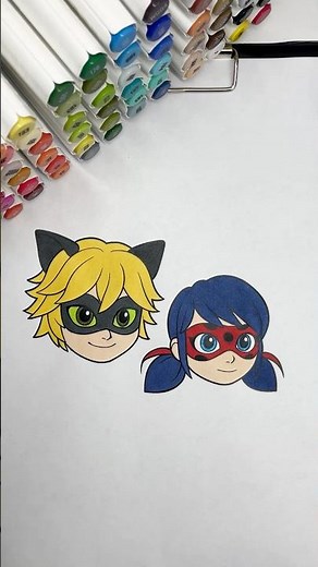 Coloring Miraculous Ladybug and Cat Noir 🐞🐾 #coloring #coloringtime #markers #miraculousladybug