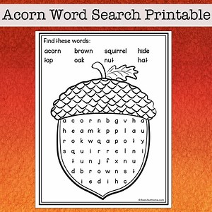 Acorn Word Search Printable - Easy Word Search Puzzle for Kids