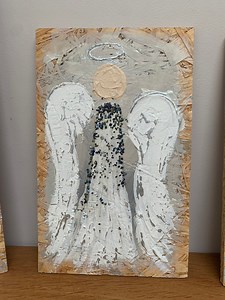 Angel Art - Textures Acrylic, Blue Glitter, Spiritual, Upcycled OSB Board, Original Art - Etsy Canada