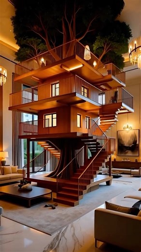 This Treehouse Living Room is Insane 🤯 #luxurydesign #architecture #interior #shorts