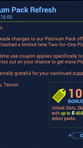 *FREE* 100% BONUS PLATINUM COUPON! 9 DAYS ONLY! #warframe