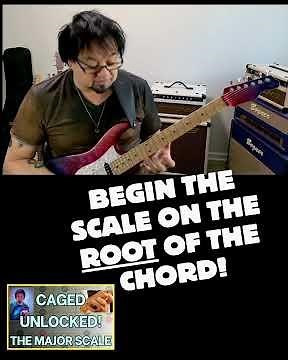 Begin on the root of the chord! CAGED Major Scale Lesson. #guitarlesson #cagedsystem #majorscale
