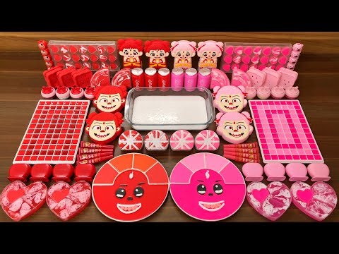 Slime Mixing Random Items: Red vs Pink Nezha ASMR Glossy Pop