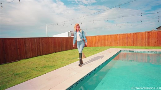 Jessica is back for another dip in the pool wearing a classic jeans and boot combo. Check out the full clip at wetlookfashion.umd.net #wetlook #wetclothes #wetjeans #jeans #boots #wetboots #wethair #swimmingfullyclothed #pooljump #dallasmodels #modelling #blondes #nasseklamotten #piscina #swimming