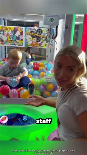 Toddler gets stuck inside the claw machine 😲 #clawmachine #arcade