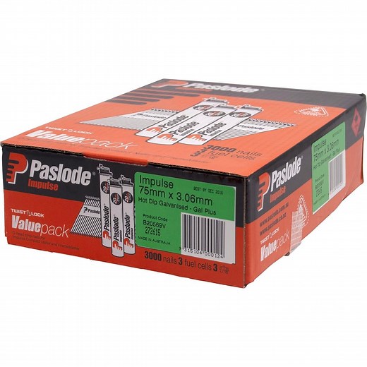 Paslode Impulse Nail 75 x 3.06mm Hot Dipped Galvanised D Head - 3000 Pack - 3000 pack