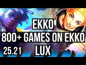 EKKO vs LUX (MID) | 11/3/11, 800+ games, Dominating | EUW Grandmaster | 25.21