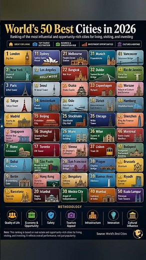 World’s 50 Best Cities in 2026 🌍 | Top Global Cities Ranked | EUUnlocked