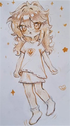 Dessin kawaii de fille aux crayons #drawing #sketch #handrawn #art