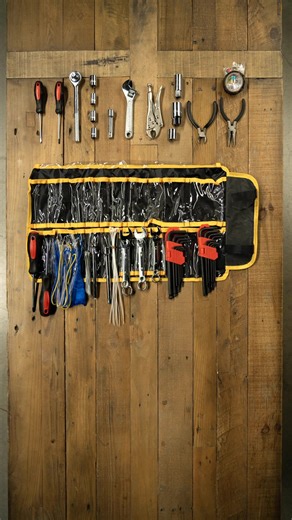 Roll out the red carpet...errr, tool kit! https://bit.ly/4qq25Wg • The Stockton Roadside Tool Kit has a massive selection of tools to aid in almost any mechanical emergency. The tool organizer rolls up to fit in most saddlebags and storage areas. Plus, they're available in both Metric and SAE sizes! Available in-store and online: https://bit.ly/4qq25Wg | Cycle Gear