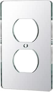 Mirror Light Switch Plates Double hole Outlet 4.72" X 2.91" Switch Light Cover Durable Wall Plates Outlet Covers Acrylic Mirrored Decorative (Double hole Outlet)