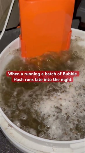 Making Bubble Hash at night. It was 24*F out. Everything is freezing up now
