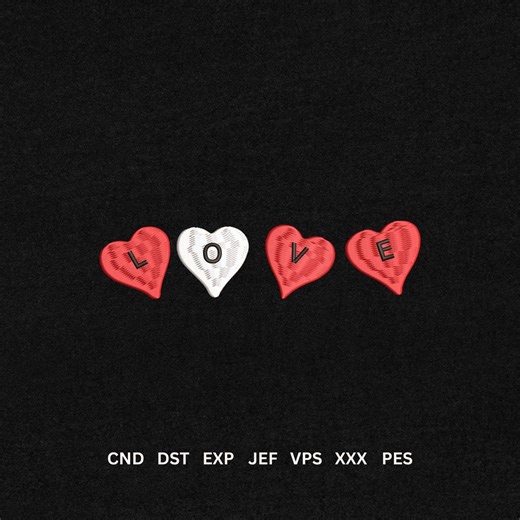 Elegant Love Embroidery Design | Digital Machine Stitch File | Instant Download (PES File) - Etsy