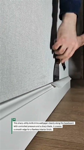 Clean Wallpaper Cut Along Baseboard #Wallpaper #Renovation #Tools