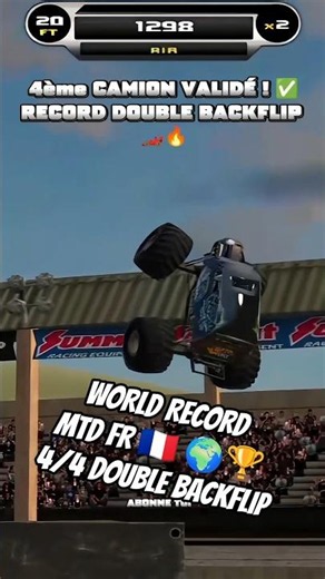 WORLD RECORD MTD FR 4/4 Double Backflip 🇲🇫🌍🏆 • #MTD #DoubleBackflip #monstertruck #Shorts