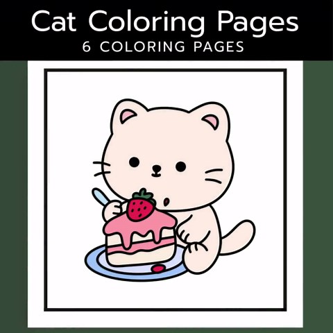 Cat Coloring Pages Printable, Kawaii Animal Coloring Sheets, Simple Relaxing Activity, Instant Download PDF - Etsy