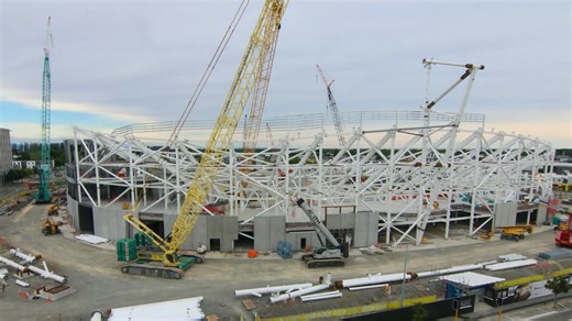 From bare bones to a nine-storey landmark - a new timelapse video captures eight months of steady progress on Christchurch’s new stadium 🏟 Check out the progress below and read more on Newsline: https://newsline.ccc.govt.nz/news/story/watch-timelapse-captures-remarkable-stadium-progress | Christchurch City Council