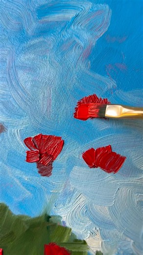 A quick little Sunday Alla prima study of a wildflower field 🌷✨♥️ #oilpainting #allaprima #painting