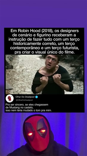 Em Robin Hood (2018), o estilo de Robin Hood misturava história, modernidade e futurismo