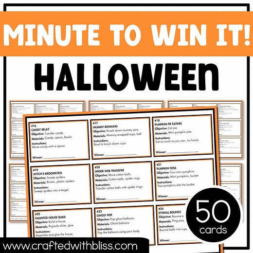 Halloween Party Minute Games Ice Breaker 50 Games for Adult Friends Family Classroom Brain Break Game Night Family Reunion Group Games - Etsy