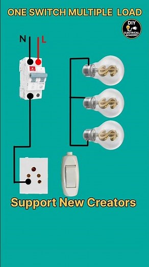 One Switch Multiple Load Connection | Single Switch Multiple Bulb Socket | House Wiring #shorts