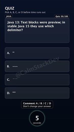 Quiz-150 | Text block delimiter in Java 15? | #shorts #java #quiz