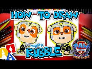 How To Draw Rubble From PAW Patrol: The Mighty Movie - Videos For Kids