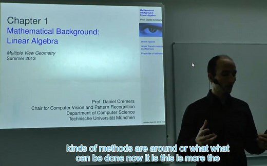 Multiple View Geometry（多视图几何） - Lecture 1 (Prof. Daniel Cremers)