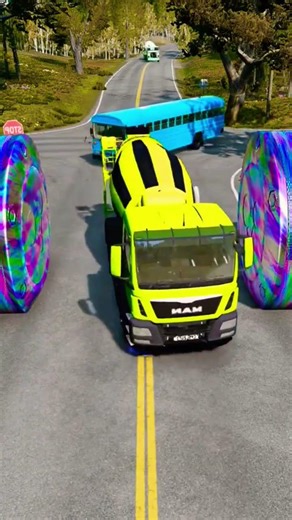 Ultimate Truck & Bus Stunt! (Mind-Blowing #BeamNG.drive #shorts & truck vs bus #high #speed 🚛🤔