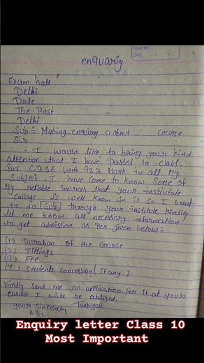Enquiry Letter | Enquiry Letter Format | Enquiry Letter class 10 CBSE